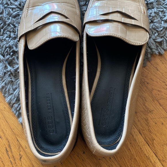 ASOS DESIGN Mantra loafer flat shoes in croc Beige Size 7.5 - Picture 8 of 14
